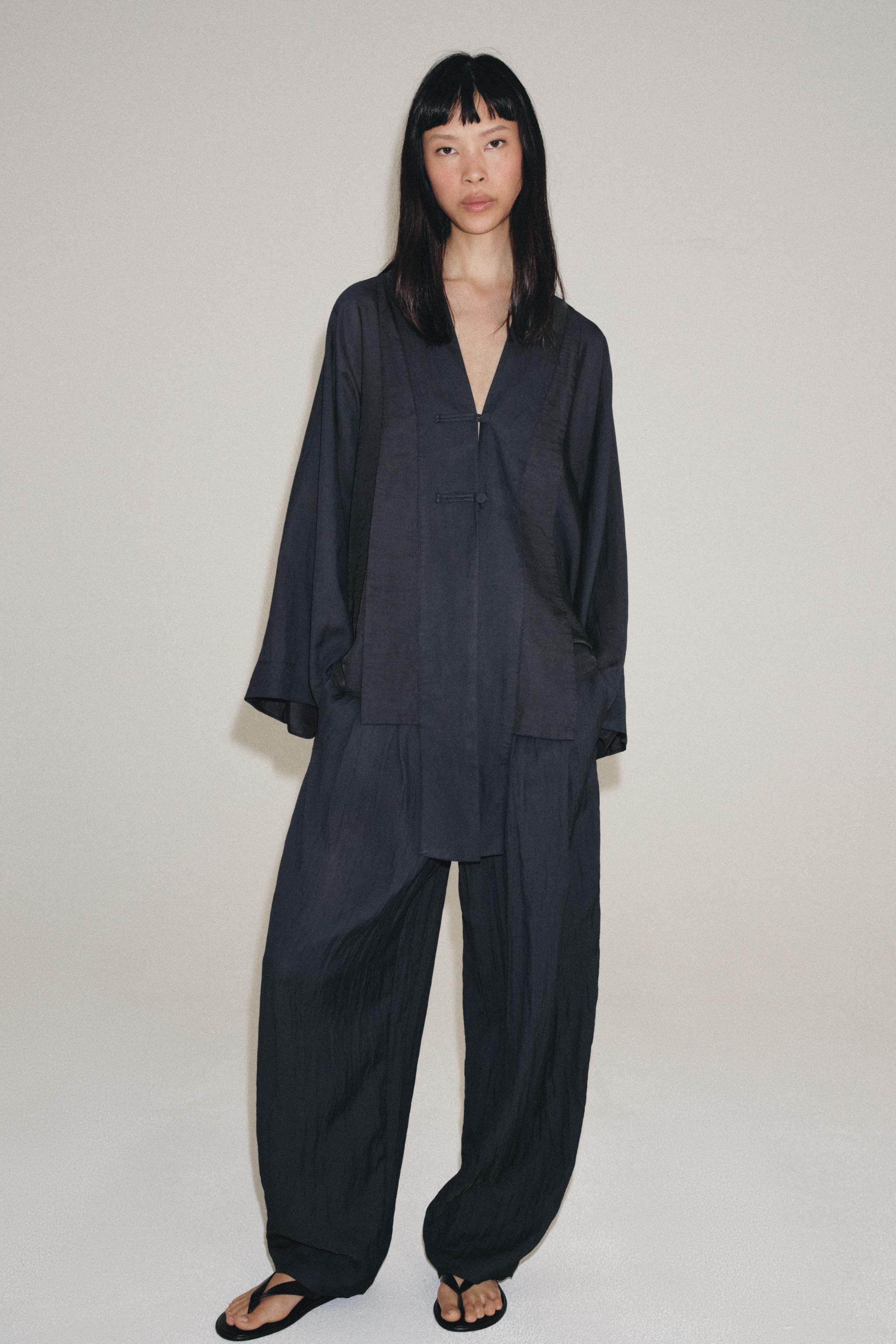 ZW COLLECTION WRAP SHIRT WITH FROG FASTENINGS